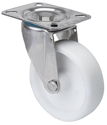 Transportgeräterolle Edelstahl 200 mm Rad aus Polyamid Anschraubplatte Lenkrolle V2A INOX Edelstahlrolle Polyamidrad