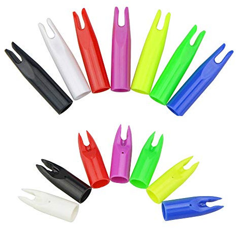 SHARROW 100pcs Pfeilnocke Pfeil Nocken Arrow Nocks Kunststoffnocke Passen 6mm 7mm Durchmesser Pfeilwelle Carbonpfeil End Zubehör (Lila, ID: 7mm)