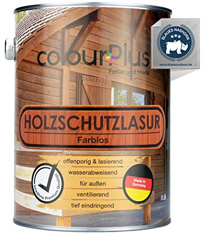 colourPlus® Lasure bois extérieur (2,5L, incolore) lasure pour bois satinée lasure bois extérieur – peinture aqueuse – Lasure bois – lasure bois extérieur – Fabriquée en Allemagne