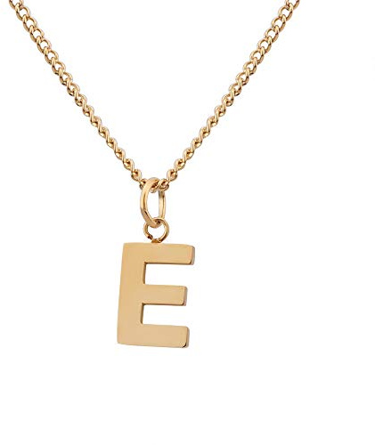 Kedja med bokstaven E Guld 18 karat - Vattentät I Guldkedja för damer med A-Z hänge I Initial Letter Chain