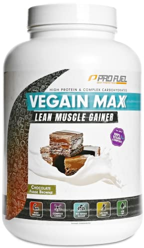Weight Gainer CHOCOLATE FUDGE BROWNIE 3kg, 570+ kcal pro Portion, VEGAIN MAX Muscle Mass Gainer, hoher Protein-Gehalt 30% + komplexe Kohlenhydrate, ohne Maltodextrin & Dextrose, laktose-frei & vegan