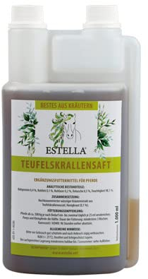 ESTELLA Teufelskrallensaft | 1000 ml | Flüssiges Ergänzungsfuttermittel für Pferde | Zur ernährungsphysiologischen Unterstützung des Bewegungsapparates