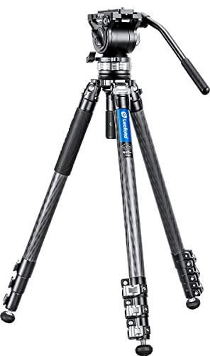 Leofoto LVM-324C 4-Section Carbon Fiber Tripod with BV-15 Fluid Video Head Kit/Integrated 75mm Bowl/with 75mm Leveling Base/Manba LVM Series Video Tripod System (LVM-324C+BV-15 Kit)