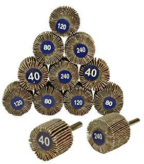 12 tlg. Schleifmop Lamellenschleifer Fächerschleifer Schleifwalzen Set Satz 50 mm