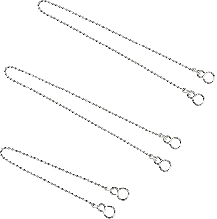 Catena a Sfere per Lavandino in Acciaio Inox 304, Corda Fissa di Tappo di Scarico con Gancio a Forma S, Catene a Innesto a Sfera per Rubinetto Lavello Vasca Tappo, Accessori per Cucina, Bagno, 3 Pezzi