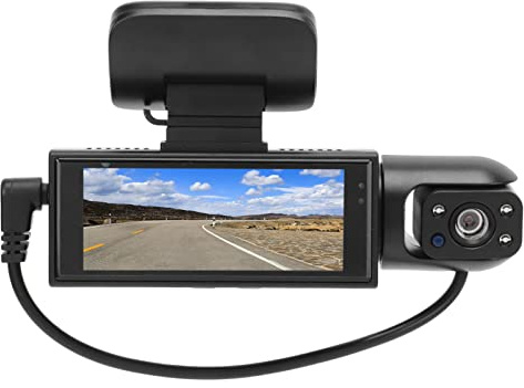 Cámara de Tablero Dual Frontal y Trasera, 3.16 HD, Grabadora de Conducción Profesional, Lente Rotativo 360 Grados, Detección de Movimiento, Grabación en Bucle