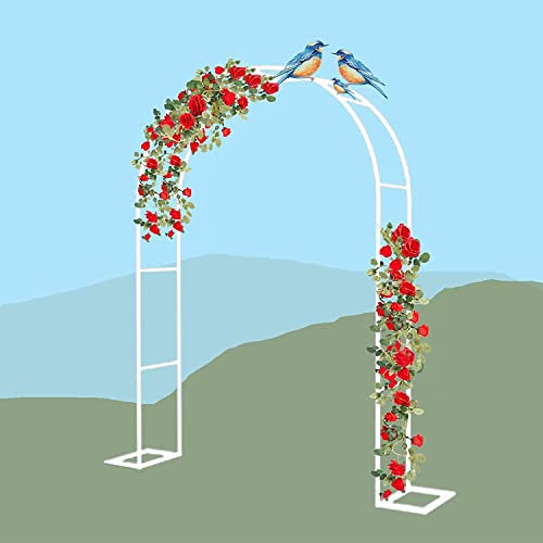 Bogen Aus Metall Gartenbogen Freistehend Rosenbogen Als Rankhilfe Rankgitter Mit Sockel Torbogen Für Kletterpflanzen 220cm Hoch, 120cm 140cm 180cm 240cm 300cm 350cm Breit,Weiß,W1.4mxH2.3m