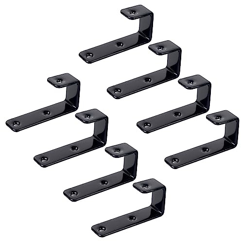 MDPLY 8 Pack Bunk Bed Ladder Hooks, Inside Width 1 Vinyl Coated Iron Heavy Duty J Hook Brackets for Bed Decoration Tool with 2 Size Mounting Screws, 2.75 Length x 1.3 Width (8 Pcak, Black)