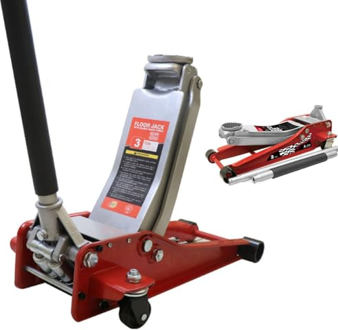 Horizontaler 3-Tonnen-Hydraulik-Wagenheber, hydraulischer Wagenheber aus Aluminium und Stahl mit niedrigem Profil und Doppelkolben-Schnellhubpumpe, 3 Tonnen (6.613 Pfund) Kapazität, Hubbereich 5,3-19