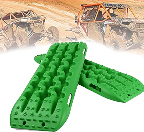 QUNINE Allwetter-Traktionsmatte, Reifen-Griffhilfe, Upgrade-Recovery-Traktionsspuren, Auto-Fluchtmatte, rutschfeste Matte, ideal, um Ihr Auto von Schnee, EIS, Schlamm und Sand zu befreien (2er-Pack)