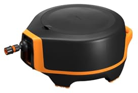 Fiskars Dévidoir XL, Set d'Arrosage Tout-en-1, Tuyau de 25 m, Tuyau à Enroulement automatique, Tuyau de taille universelle (Ø 13 mm), Raccord universel pour Robinet, noir/orange, X-series, 1067549