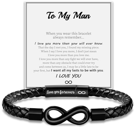Sistble To My Man Bracelet Fathers Day Bracelets Gifts for Him Leather Bracelet for Men Birthday Gift Cool Infinity Knot Cuff Bracelets Love You Forever Anniversary Christmas Mens Gift Black Jewelry