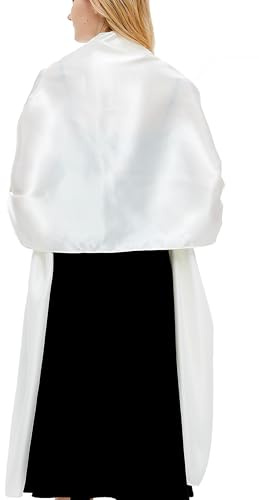 Schals und Wraps für Damen Abendkleider Satin Schal Extra lange Hochzeit Braut Party Bright Stole,Elfenbein