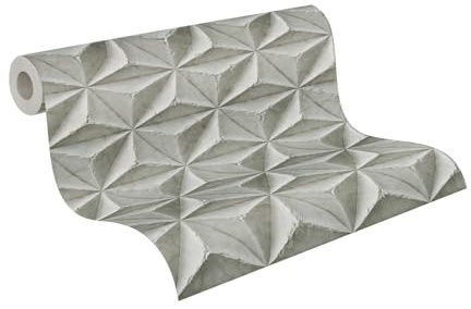 A.S. Création PintWalls II Vliestapete mit Steinmotiv 0,53 x 10,05 m – Grau, Weiß – Stein Tapete mit Grafikmuster Mustertapete Made in Germany - 397001