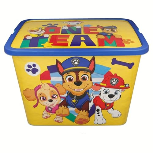 Paw Patrol Kids Storage Boxes 23L – Officially Licensed, BPA-Free Plastic, Lightweight, Durable with Click Lock Lid – Toy Storage Box for Boys Girls – Keeps Kids Rooms Tidy, 39 x 29 x 27cm (Large)