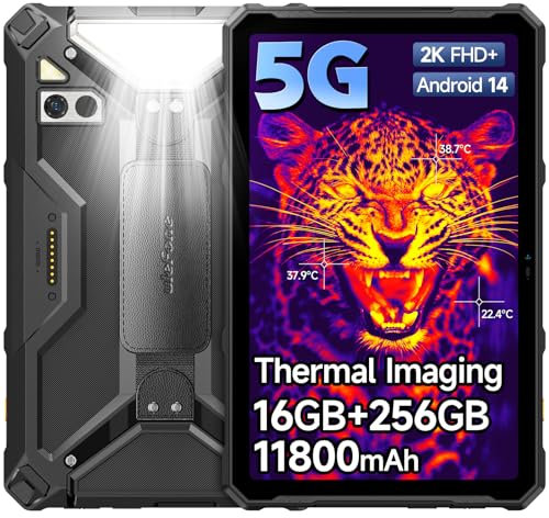 Ulefone Armor Pad 4 Ultra 5G Outdoor Tablet Wärmebildkamera Dimensity 6300 16GB + 256GB 11800mAh 33W 50MP+32MP 10,36 Zoll mit Taschenlampe Android 14 Wasserdicht Dual SIM/NFC/Fingerabdruck ID GPS OTG