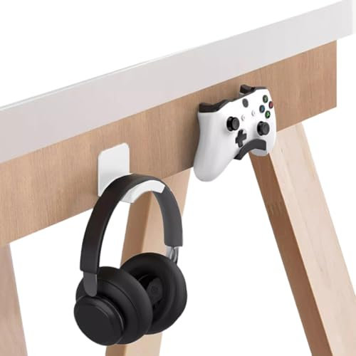 AZURAOKEY Sticky Headphone Stand, Universal Adhesive Headphone Hanger Under Desk Headphone Hook for Desk, Headset Holder Stick On No-Drill Wall Mount Gaming Earphone Bracket Earpiece Clip