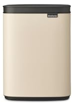 Brabantia Cubo de basura Bo 4L Cubo rectangular, compacto, tapa de cierre suave y cubo interior extraíble | Diseño para montaje en pared o independiente para baño, cocina u oficina | Soft Beige