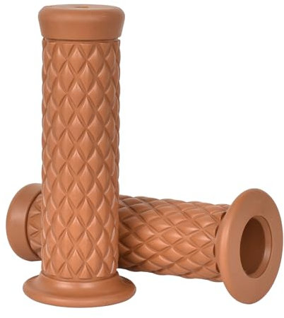 Manopole Manubrio Moto Retrò 22mm Manopole Moto Antiscivolo, Motorcycle Handlebar Grips Universale in Gomma per Scooter Quad Cruiser Off Road, Marrone