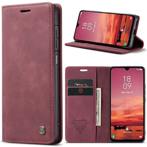 Azororo Cover per Samsung Galaxy A26 5G, Premium PU Pelle Custodia, Magnetica Carta Fessura Portafoglio Case, Flip Cavalletto Custodia per Samsung Galaxy A26- Vino Rosso