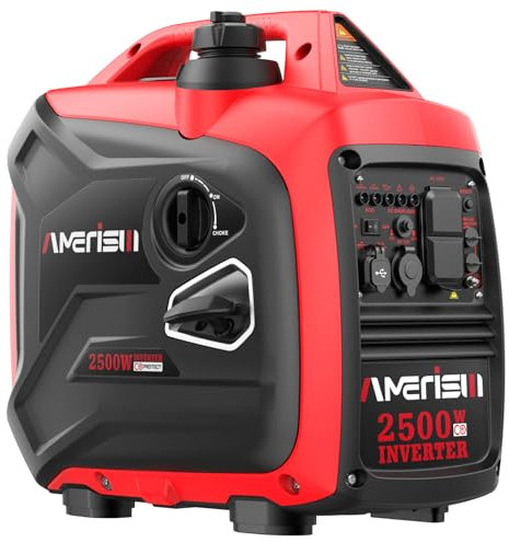 AMERISUN Generatore inverter portatile da 2500 Watt con sensore CO, super silenzioso per campeggio, tailgating, uso di emergenza domestica, compatibile con EPA versione 2025