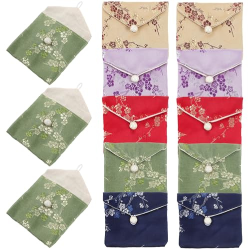ANDRESLAD Borsa Portagioielli in Stile Cinese Set Da 15 Pezzi Multicolore Coulisse, Sacchetti Porta Braccialetti e Portamonete Per Matrimonio, Viaggio e Confezioni Regalo