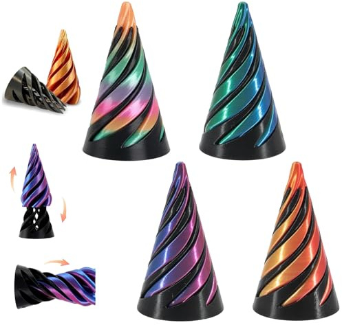 4 Pack Spiral Cone Fidget Toy Set, Fidget Cone, Impossible Cone Stress Relief Hand Spinner for Adults, Vibrant Colours for Home, Office, School & Travel