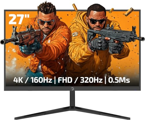 GAMEPOWER Rapid Dual – Écran Gaming 27 IPS 4K 160Hz / FHD 320Hz, 0.5ms, HDR400, HDMI 2.1/DP 1.4, G-Sync/FreeSync, 135% sRGB, VRR, Haut-parleurs, Pivot & RGB, Anti-Lumière Bleue