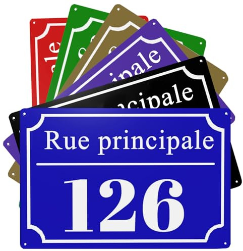 Plaque Numero de Maison Exterieur Aluminium,Plaque de Rue avec Numéro de Maison-pour Maison, Porte, et Boite aux Lettres,Résistante aux Intempéries,pour l'identification Extérieure de la Maison