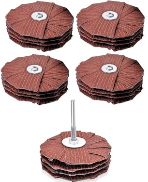 LINE10 Tools 5 Stück 10,2 cm Schleifmopp Kit, Moulding Flap Wheel Sander für Bohrer, 80er Körnung Mop Schleifer Bürste, 1/4 Zoll Schaft, Abrasive Flapper Sander für Holzbearbeitung, Konturen