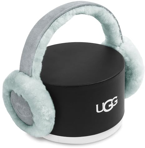 UGG Barn öronmuffar med plysch fårskinn komfort, tätt passform pannband - minimalistisk broderad logotyp - varmt kallt väder slitage, Grå dimma, One Size