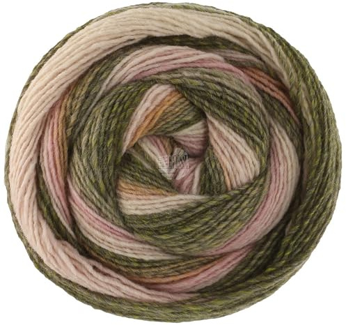 LANA GROSSA Gomitolo Fumo | Dochtgarn mit regelmäßigem Farbverlauf in breiten Streifen | Handstrickgarn aus 50% Schurwolle & 50% Acryl | 200g Wolle zum Stricken & Häkeln | 700m GarnFB 516