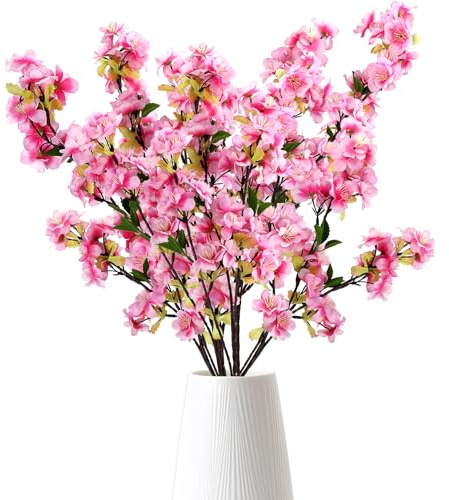 zavehony Cerezo Artificial, Flores Artificiales, Ramas De Flores Cerezo, Morado Empolvado, 4 Piezas, para Decorativas Hogar, Jarrón, Bodas, Mesa, Fiesta, Primavera