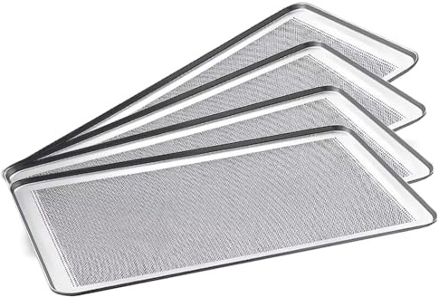 Lote de 4 Bandeja Perforada para Horno de Pastelería, Aluminio, 60x40 cm, para Panadería y Repostería