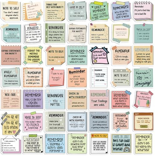 50Pcs Motivational Stickers, Colourful Inspirational Waterproof Stickers, Teacher Prizes for Kids Reward, Quotes Sticker Pack for Laptop Journal Scrapbook & Mental Health Affirmations
