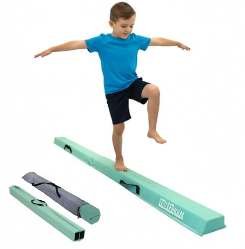 TRUTZHOLM Klappbarer Schwebebalken 210 cm | klappbar auf 105 cm | Eva-Turnbalken mit Vliesbezug inkl. Tragetasche | Balancieren, Turnen für Zuhause