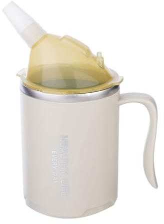 Zkydhbd Tazza medica antiruggine da 400 ml con coperchio immunitario per anziani e disabili contro il desiderio, eccellente per alimenti liquidi da solo contenitore per alimenti liquidi per pazienti
