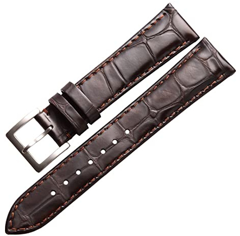 HMFANG Armband Av Äkta Läder Klocktillbehör Handgjorda Klockarmband 18 Mm 19 Mm 20 Mm 22 Mm Ljusbrun Svart Klockarmband Band(Dark Brown,20mm)