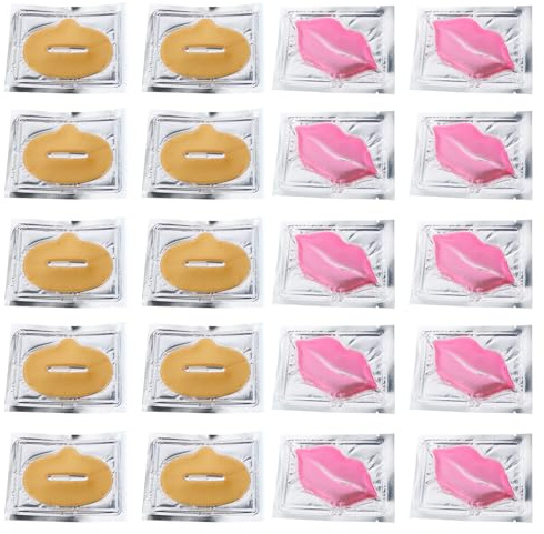20 Stück Kollagen Lippenmaske Feuchtigkeitsspendend | Gelb und Rosa, Sanfte Pflege mit Kollagen, Zufällige Ausführung Zufälliger Stil