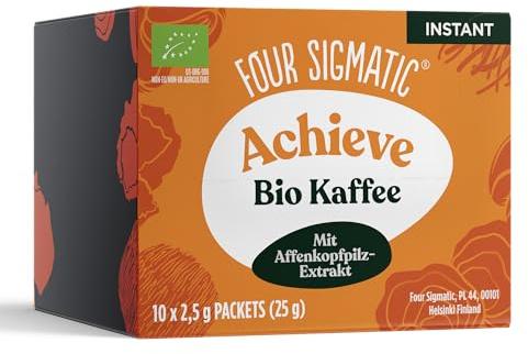 Four Sigmatic Organic Mushroom Coffee | Arabica Instant Coffee Singles with Lion's Mane, Chaga and Rhodiola | Mushroom Coffee Instant Mix for Better Focus and Immune Support | 10 Packets