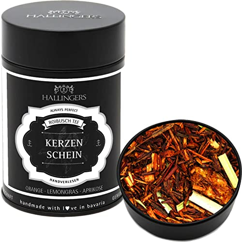 Hallingers Genuss Manufaktur Weihnachtlicher loser Roibusch-Tee/Rooibos Lemongrass, Orange & Aprikose Geschenk zu Advent & Weihnachten|Made in Bayern