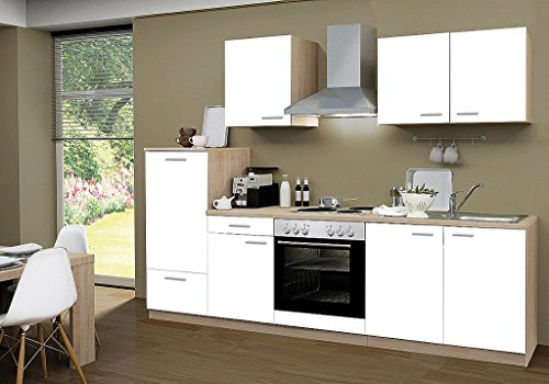 idealShopping Küchenblock mit Elektrogeräten Classic 270 cm in weiß matt