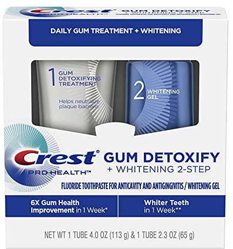 Crest Pro-Health Gum Detoxify Whitening 2 Step Fluoride Toothpaste for Anticavity Whitening Gel 4.0 and 2.3 oz