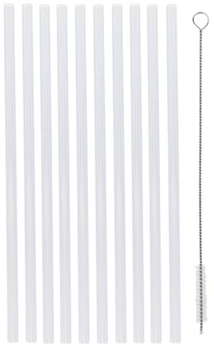 Sharplace Juego de 10 Pajitas Transparentes de Plástico Duro Reutilizables con 1 Cepillo Limpiador de Pajitas para Fiesta en Casa, Baby Shower, Boda, Vasos, Taz