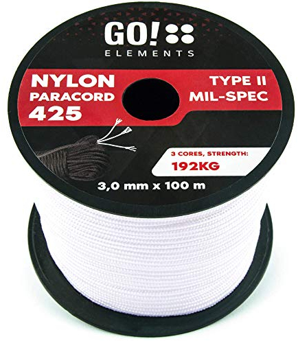 Paracord 425 Typ II | ø 3mm - 9 Kerne - max. 192 kg | 100% Nylonschnur, Allzweckseil - reißfest | Nylonseil, Armband, Hundeleine, Survival & Outdoor Seil