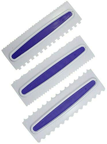 Cake Scraper, bluesees 3 Pieces Cake Smoother Scraper Icing Comb Pastry Buttercream Spatulas Plastic Polisher Decorating Edge DIY Tool Mousse Cream Spatulas Sugarcraft