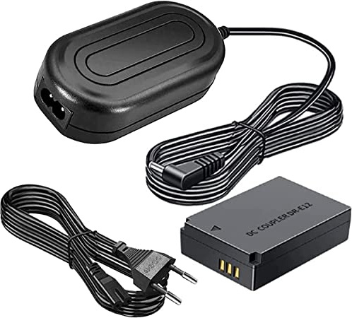 Gonine ACK-E12 AC Power Adapter DR-E12 DC Coupler Ladegerät Kit für Canon EOS M, EOS M2, EOS M10, EOS M50, EOS M100 Spiegellose Digitalkameras