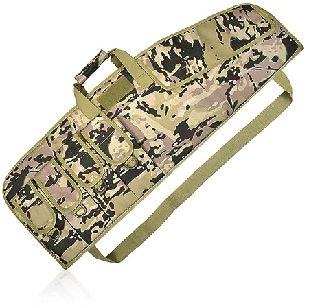 AUMTISC Waffenkoffer Waffentasche Gewehrkoffer Luftgewehr Tasche für Taktische Zielfernrohrgewehre mit externen Magazintaschen Schaumstoffpolsterung Abschließbarer Reiß (Camouflage, 36in)