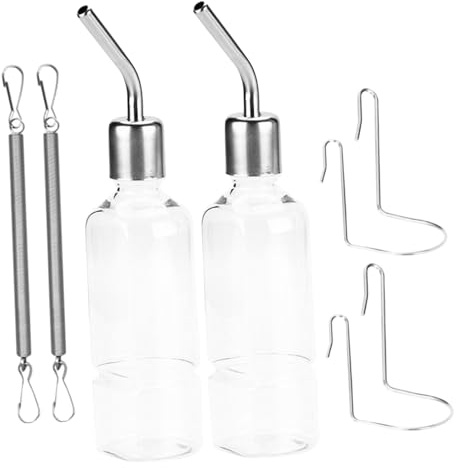 POPETPOP 2pcs Pet Drinking Water Bottle stainless steel water dispenser pet water dispenser rabbit water bowl guinea pig water bottle bunny water bottle plastic chinchilla drinking bottle