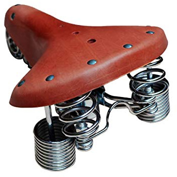 TentHome Vintage Fahrradsattel Fahrradsitz Leder Cityradsättel Sattel gefedert Tourensattel Federsattel mit verbesserten 4 Federn, mit Kloben und Niete
